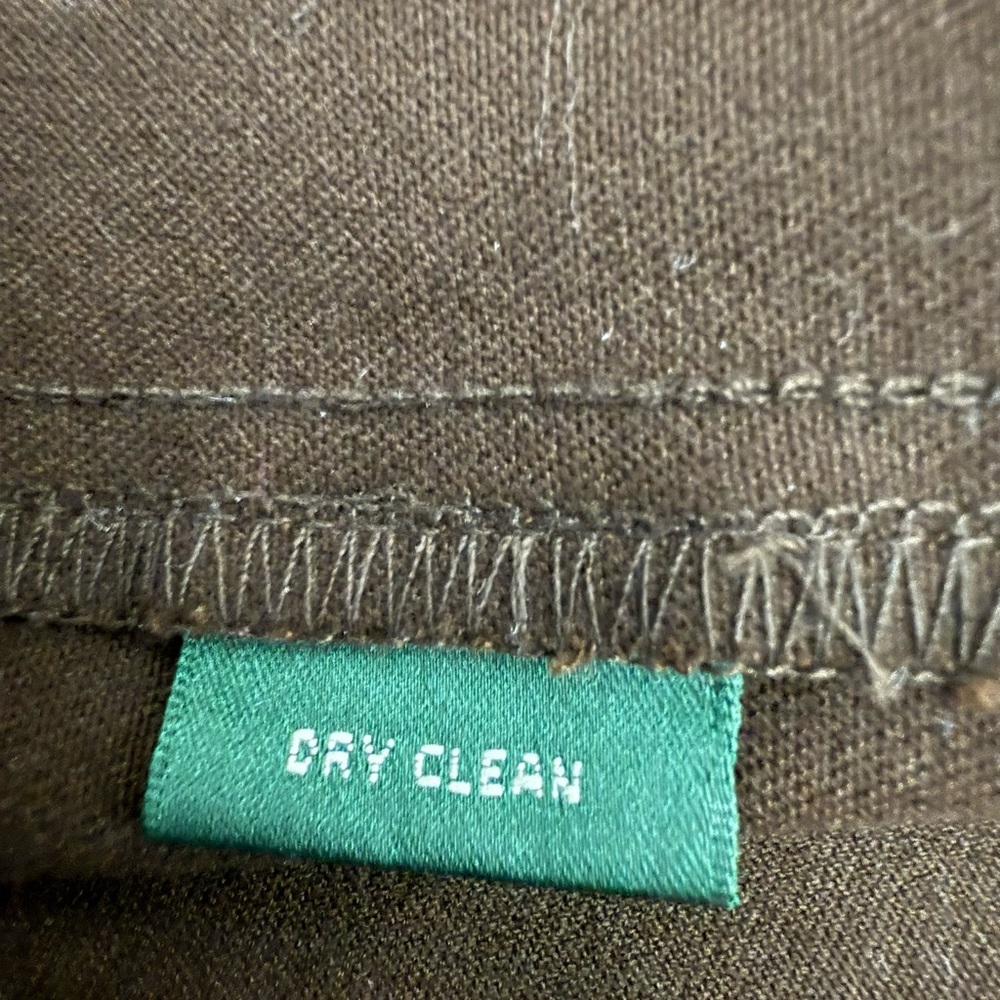 Ralph Lauren LRL 10 Pencil Skirt Brown Stretch Cotton Bridle Buckles Knee Length - Picture 9 of 12